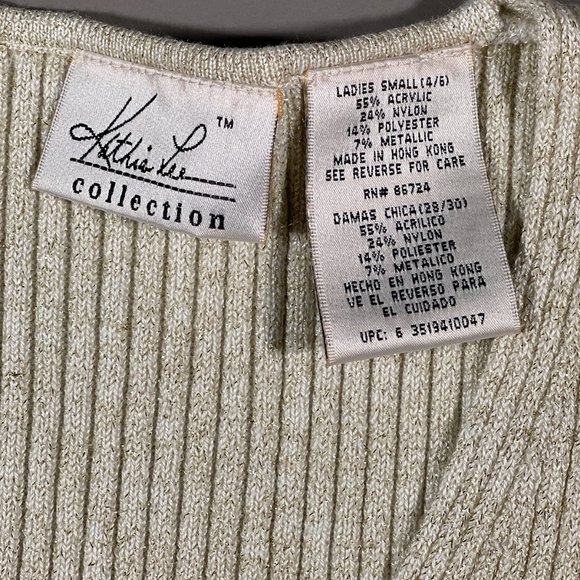 Kathie Lee Collection Top with Gold Sparkles Ribbed Stretch Ladies Small‎ 4/6 - Picture 7 of 10